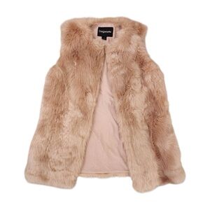 BAGATELLE Faux Fur Vest - Sz Small Womens Blush Rose Gold Color with Pockets